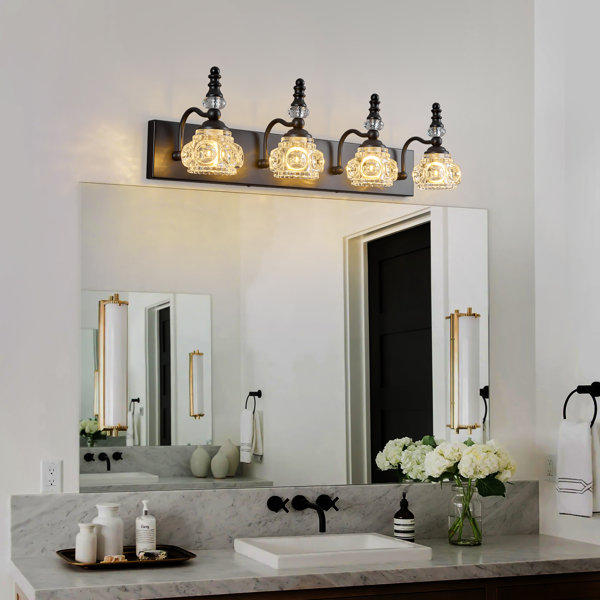 House of Hampton® Modern Crystal Bathroom Vanity Light Black Vintage ...